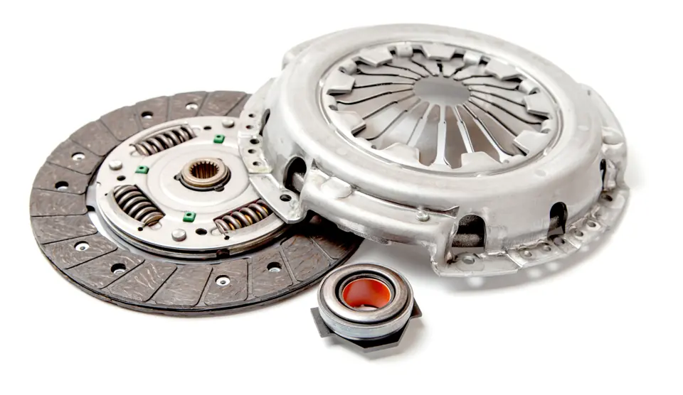 A clutch kit: pressure plate, clutch disc and release bearing