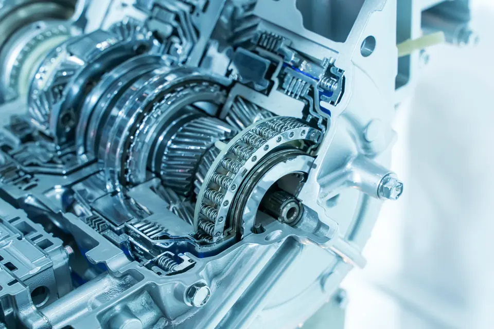 The gears inside an automatic transmission, close up